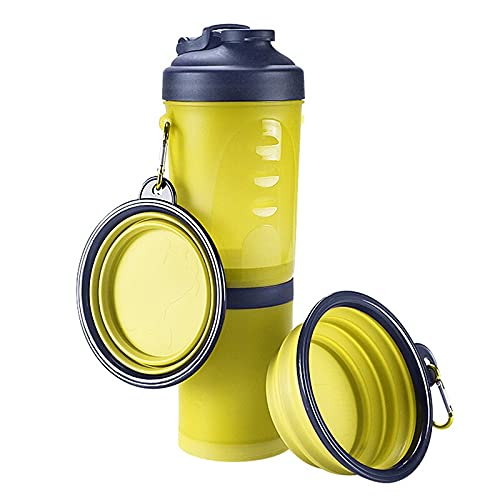 Trinkflasche Hund 2 in 1Pet Wasser Flasche Dispenser Reise Tragbare Hund Katze Trinkende Reise Faltende Silikonschüssel Für Hund Katze Food Water Feeder Cup Hundetrinkflasche ( Color : Yellow 1A ) von LIANYG