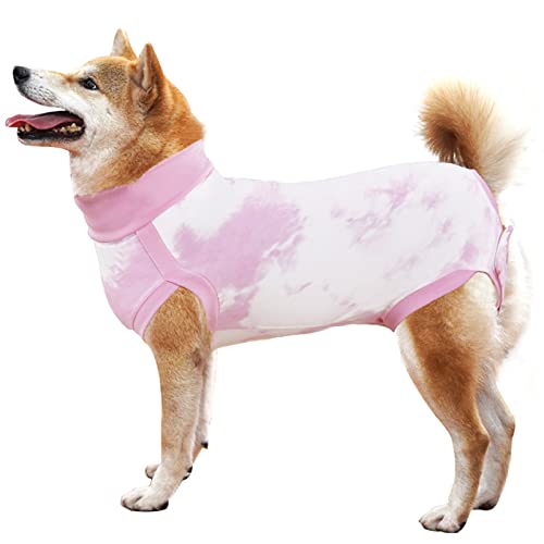 LIANZIMAU Hundebody Nach Op Kastration Rüde Body für Hunde Nach Op Body Hund Hündin Hunde-Einteiler Wundschutzanzüge für Hunde Chirugenanzug Pet Shirts Tie-Dye Rosa von LIANZIMAU