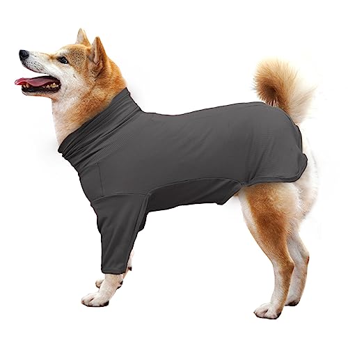 LIANZIMAU Hundeshirts für kleine, mittlere und große Hunde Einteiler für Rüden und Hündinnen mit Langen Ärmeln Haustier-Strampler Angst-Shirt Weiche atmungsaktive Hundeschlafanzüge von LIANZIMAU