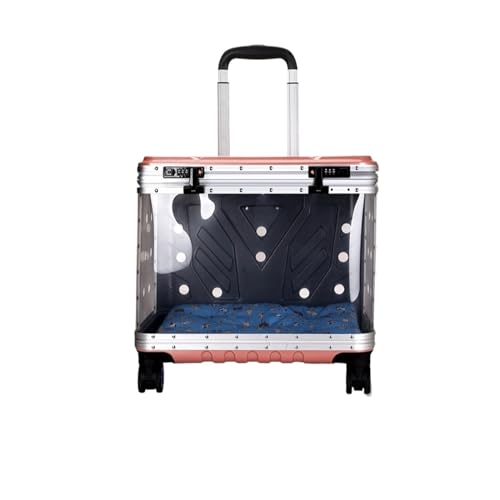 LIBANGRONG-888 Transportbox für Haustiere auf Rädern Haustier-Trolley, transparent, for den Außenbereich, tragbarer Haustier-Reisekoffer, Trolley-Gepäck Transportbox für Haustiere(Color:B) von LIBANGRONG-888