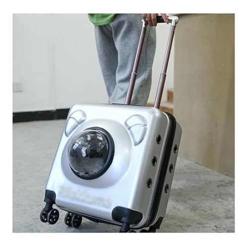 Transportbox für Haustiere auf Rädern Haustier-Trolley, tragbarer Trolley mit Rädern, Haustier-Reise-Kinderwagen, anwendbar for mittlere und kleine Haustiere Transportbox für Haustiere(Color:White-A) von LIBANGRONG-888