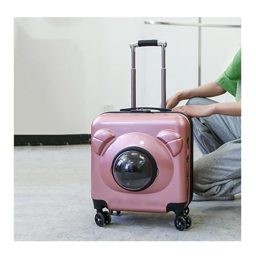 Transportbox für Haustiere auf Rädern Haustier-Trolley, tragbarer Trolley mit Rädern, Haustier-Reise-Kinderwagen, anwendbar for mittlere und kleine Haustiere Transportbox für Haustiere(Color:Pink-A) von LIBANGRONG-888