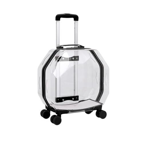 Transportbox für Haustiere auf Rädern Transparente Outdoor-Box, Haustier-Rollkoffer, tragbarer Haustier-Trolley, Haustier-Koffer, Haustier-Trolley for Spaziergänge, Reisen, Tierarztbesuche Transportbo von LIBANGRONG-888