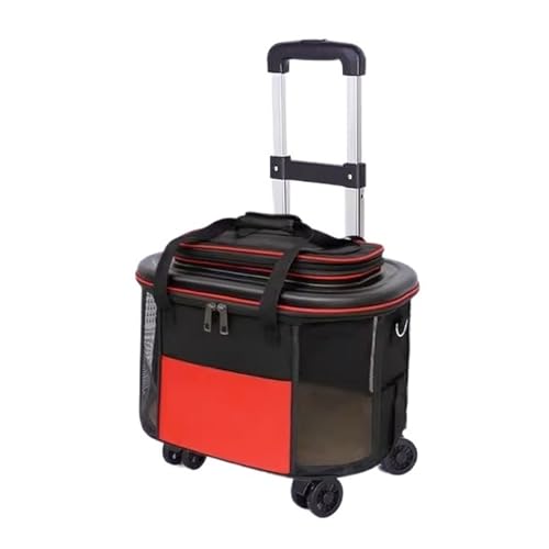 Transportbox für Haustiere auf Rädern Zusammenklappbarer Kinderwagen mit Rädern, rollende Transportbox for Haustiere, abnehmbare Reisebox mit atmungsaktiven Netzfenstern Transportbox für Haustiere(Col von LIBANGRONG-888