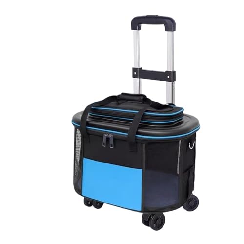 Transportbox für Haustiere auf Rädern Zusammenklappbarer Kinderwagen mit Rädern, rollende Transportbox for Haustiere, abnehmbare Reisebox mit atmungsaktiven Netzfenstern Transportbox für Haustiere(Col von LIBANGRONG-888