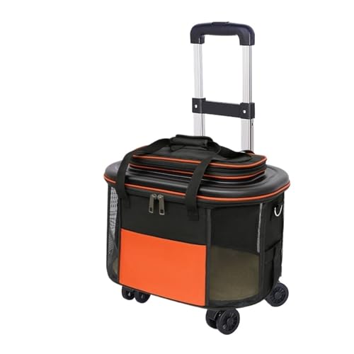 Transportbox für Haustiere auf Rädern Zusammenklappbarer Kinderwagen mit Rädern, rollende Transportbox for Haustiere, abnehmbare Reisebox mit atmungsaktiven Netzfenstern Transportbox für Haustiere(Col von LIBANGRONG-888