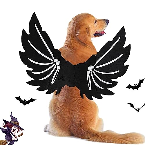 LIBRNTY Haustier Fledermausflügel,Halloween Haustier Kostüm,Katze Hund Fledermaus Kostüm,CHundekostüme,Dekoration,Schwarze Bekleidung für große Katzen Hunde(Neues Upgrade im Jahr 2023 schwarz,groß) von LIBRNTY