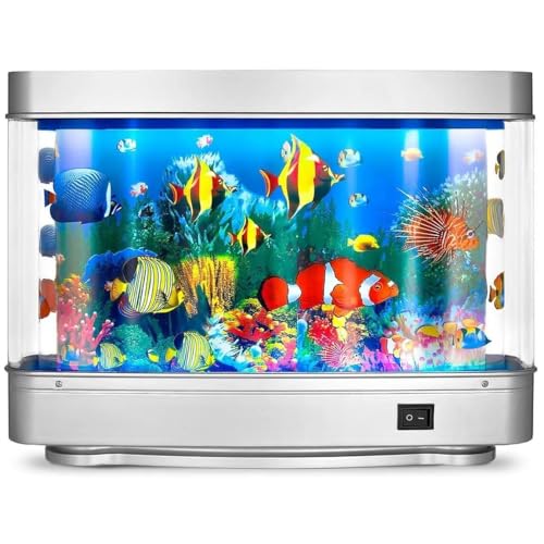 Künstliches Aquarium, Mini-Aquarium, Künstliche Tropische Fische, Dekoratives Aquarium-Nachtlicht mit Beweglichen Fischen für Kinder und Babys, 5 V USB-Stromversorgung von LICAEVEY