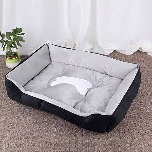 LICHOO Hundebett, Katzenbett, Plüsch-Haustierbett, weiches und bequemes waschbares Bett für Katzen und Hunde, geeignet für alle Arten von Haustieren (50×38×15cm,Schwarzgrau) von LICHOO