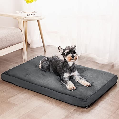 LICHOO Katzenbett, Hundebett, Plüsch-Haustierbett für Katzen und Hunde, Haustiermatte, weiches und bequemes waschbares Bett für Katzen und Hunde, geeignet für Haustiere (74×46×7cm,Dunkelgrau) von LICHOO