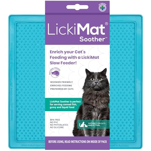 LICKIMAT Classic Soother, Cat Slow Feeder Lick Mat, Langeweile Angstlinderung Perfekt für Futter, Leckereien, Joghurt oder Erdnussbutter Lustige Alternative zu einem Slow Feed Katzennapf oder -napf, von LICKIMAT