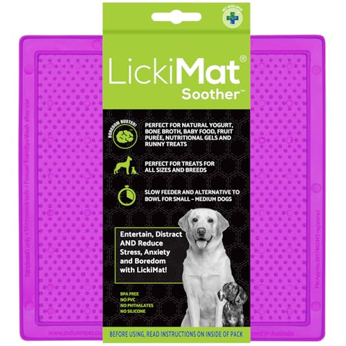 LICKIMAT Soother - Leckmatte für Hunde in 2 Größen und div. Farben, Farbe:lila, Größe:small - 20 x 20cm von LICKIMAT