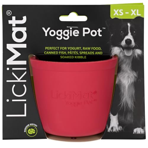 LICKIMAT Yoggie Pot - Ablenkung, Spaß und Bereicherung Langanhaltender Leckerli-Spender aus Gummi für alle Hundegrößen und langsames Füttern für kleine Hunde von LICKIMAT