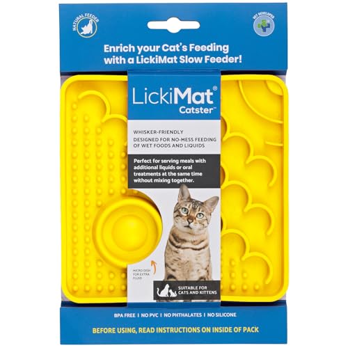 LickiMat Catster Katzenfuttermatte, langsamer Futternapf für Katzen, mit Mikroschale für zusätzliche Flüssigkeitszufuhr, perfekt für Futter, Leckereien, Joghurt und Angstlinderung für Katzen, lustige von LICKIMAT