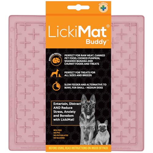 LickiMat Classic Pastel Colours Buddy Hunde-Futtermatte für Langeweile & Angstlinderung Ideal für Futter, Joghurt oder Erdnussbutter Hunde Leckmatten Lustige Alternative zu Slow Feeder Hundenapf Guave von LICKIMAT