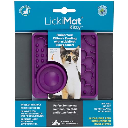 LickiMat Kitty Kombination Slow Feeder mit Mikroschale für zusätzliche Hydratation Kätzchen und kleine Katzen von LICKIMAT