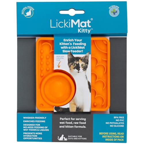 LickiMat Kitty Leckmatte Kätzchen 10 x 10 cm, Farbe:orange von LICKIMAT