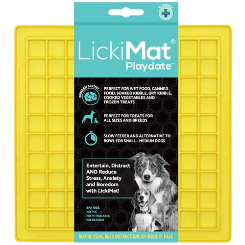 LickiMat Klassische Pastellfarben Playdate, Hunde-Futtermatte für Langeweile & Angstlinderung, ideal für Futter, Joghurt oder Erdnussbutter, Hunde-Leckmatten, lustige Alternative zu Slow Feeder von LICKIMAT