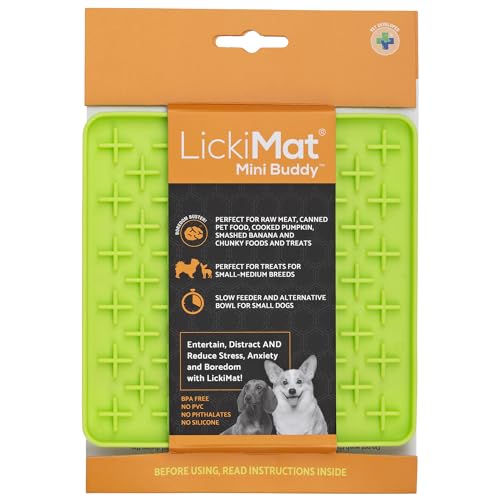 LickiMat Mini Classic Buddy Hundefuttermatte, langsamer Futterspender für Langeweile und Angstlinderung für Hunde, perfekt für Futter, Leckereien, Joghurt und Erdnussbutter, lustige Alternative zu von LICKIMAT