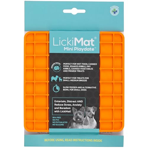 LickiMat Mini Classic Playdate Hundefuttermatte, langsamer Futterspender für Langeweile und Angstlinderung für Hunde, perfekt für Futter, Leckereien, Joghurt und Erdnussbutter, lustige Alternative zu von LICKIMAT