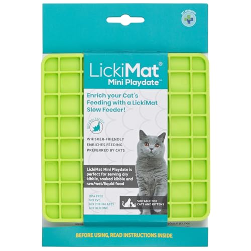 LickiMat Mini Classic Playdate Katzenfuttermatte, langsamer Futternapf für Langeweile und Angstlinderung für Katzen, perfekt für Futter, Leckereien, Joghurt und Erdnussbutter, lustige Alternative zu von LICKIMAT