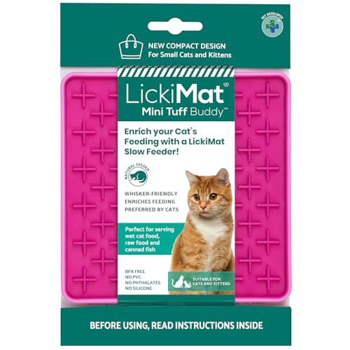 LickiMat Mini Tuff Buddy Katzenfuttermatte, langsamer Futternapf für Langeweile & Angstlinderung für Katzen, perfekt für Futter, Leckereien, Joghurt und Erdnussbutter, lustige Alternative zu einem von LICKIMAT