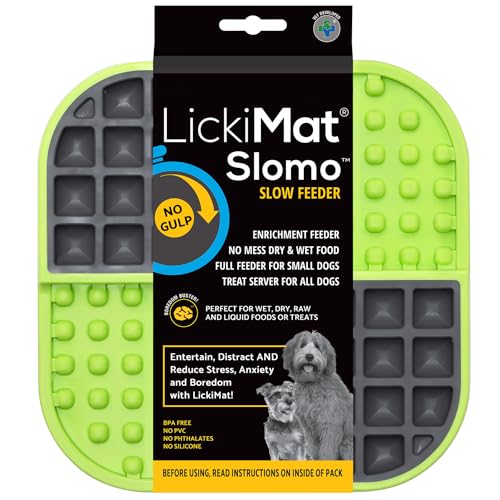 LickiMat Slomo, Dog Slow Feeders for Boredom and Anxiety Reduction; Perfect for Food, Treats, Yogurt, or Peanut Butter. Fun Alternative to a Slow Feed Dog Bowl, Green von LICKIMAT