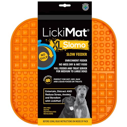 LickiMat Slomo XL – Extra großer Slow Feeder geeignet für trockene, nasse, rohe Lebensmittel, alle Leckereien und Hundeeis am besten für mittelgroße bis massive Rassen Langlebiges Design mit von LICKIMAT