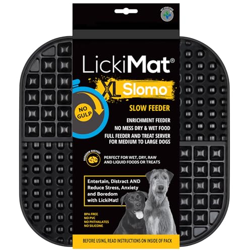 LickiMat Slomo XL – Extra großer Slow Feeder geeignet für trockene, nasse, rohe Lebensmittel, alle Leckereien und Hundeeis am besten für mittelgroße bis massive Rassen Langlebiges Design mit von LICKIMAT