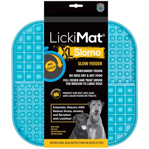 LickiMat Slomo XL – Extra großer Slow Feeder geeignet für trockene, nasse, rohe Lebensmittel, alle Leckereien und Hundeeis am besten für mittelgroße bis massive Rassen Langlebiges Design mit von LICKIMAT