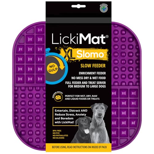 LickiMat Slomo XL – Extra großer Slow Feeder geeignet für trockene, nasse, rohe Lebensmittel, alle Leckereien und Hundeeis am besten für mittelgroße bis massive Rassen Langlebiges Design mit von LICKIMAT