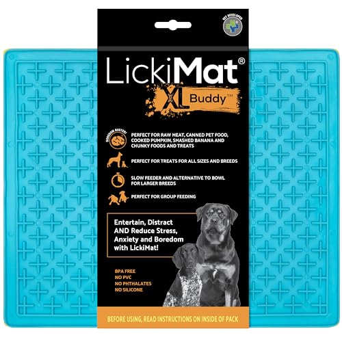 LickiMat X Large Breed Buddy Dog Lick Mat, Dog Calmer, Slow Feeder, Anxiety Reliever Alternative zu Puzzle Toys, Slow Feeding Bowls Use Peanut Butter, Wet Food, Raw Food, Mixed Food, Healthy Treats von LICKIMAT