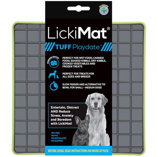 Lickimat Tuff Playdate, Hunde Langsam Feeder für Langeweile und Angstreduzierung; für Lebensmittel, Leckerlis, Joghurt oder Erdnussbutter, Alternative zu einem langsam fütternden Hundenapf, Grün von LICKIMAT