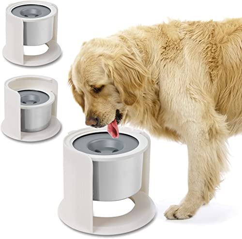 LIDLOK Hunde-Wassernapf mit erhöhtem Hundenapf, 4,4 l, langsamer Wasser-Futternapf, kein Verschütten, Wassernapf für Hunde, 3,8 l, Edelstahl, verstellbar, erhöhter Ständer, schwimmende Scheibe von Salodal