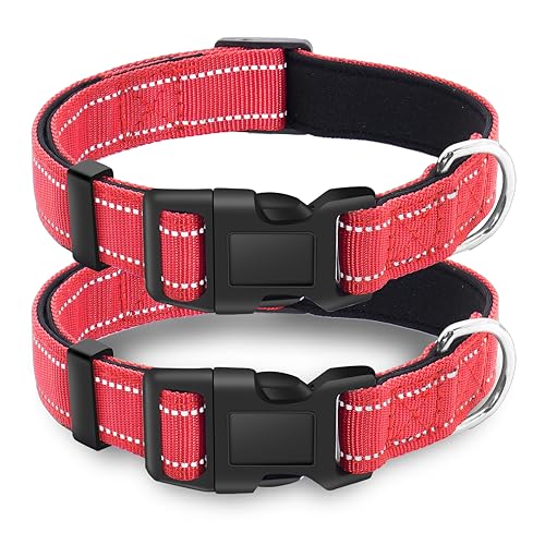 LIEVUIKEN 2 Stück Reflektierendes Hundehalsband mit Sicherheitsverriegelungsschnalle, Verstellbares, Weiches, mittelgroße und große Hunde, 5 Größen von LIEVUIKEN