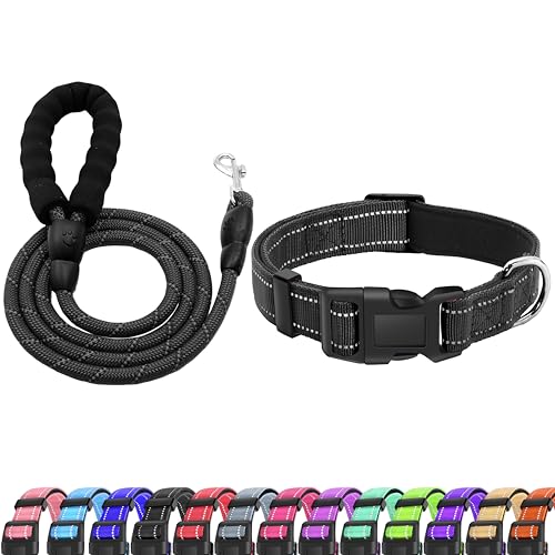 LIEVUIKEN Reflektierendes Hundehalsband mit Sicherheitsverschluss, verstellbar, weich, atmungsaktiv, bequem, Nylon, Haustierhalsband für kleine,30.5 cm, schwarz) von LIEVUIKEN