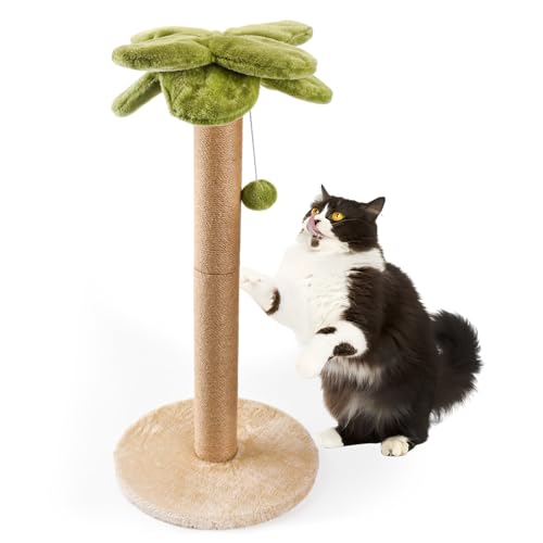 LIFLIX Kratzbaum Palme, stabiler 86,4 cm hoher Sisal-Kratzbaum mit interaktivem baumelnden Ball, niedlicher Katzenkratzer für erwachsene Katzen im Innenbereich von LIFLIX