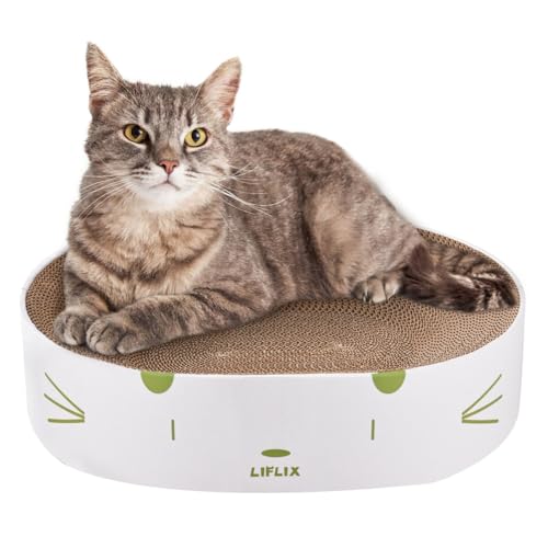 LIFLIX Kratzbaum aus Karton, rundes Katzenkratzbett, ovale Napf-Lounge für Indoor-Katzen, 42,9 cm L x 33 cm B x 9,9 cm H von LIFLIX