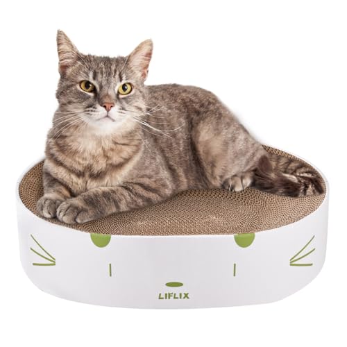 LIFLIX Kratzbaum aus Karton, rundes Katzenkratzbett, ovale Napf-Lounge für Indoor-Katzen, 42,9 cm L x 33 cm B x 9,9 cm H von LIFLIX