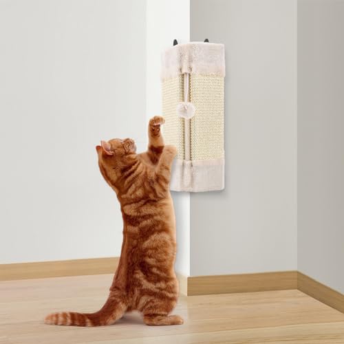 LIFLIX Kratzbrett Ecke für Katzen, Kratzbrett Wand mit hängendem Ball - Höhe Qualität Sisal Kratzecke Katze, Kratzschutz für Wand und Möbel von LIFLIX