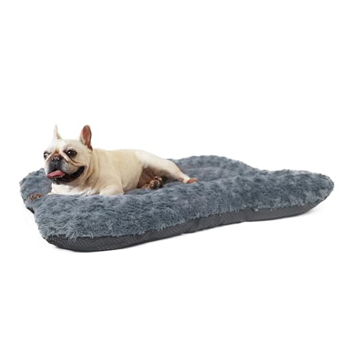 Hundekäfig-Unterlage, Hundebett-Matte für mittelgroße Hunde, waschbar, für 76,2 cm Käfig, ultraweiche, flache Welpenmatratze, Katzenkätzchen, Kissen für gemütliches Schlafen, rutschfest, Grau, 73 x 45 von LIGENZ