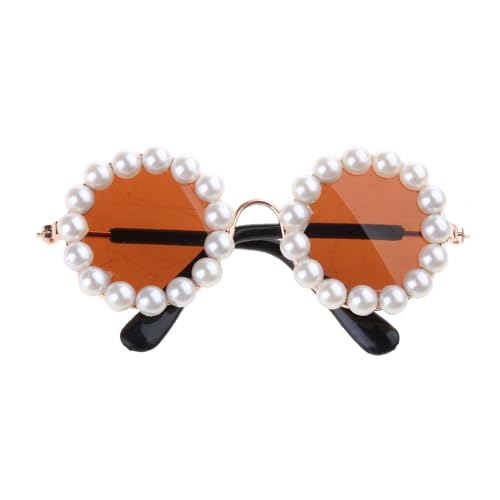 Niedliche und lustige Haustier-Sonnenbrille im Vintage-Stil, runde Perlen-Sonnenbrille für Katzen oder kleine Hunde, Foto-Kunststoff, Haustier-Sonnenbrille, Welpen-Sonnenbrille von LIGSLN