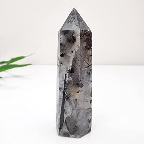 LIJUCAI 1 STÜCK Natürlicher schwarzer Turmalin Quarz Kristall Punkt Turm Stein Energie Erz Mineral Obelisk Wohnkultur Ornamente 50-80 mm, Schwarzer Turmalin, 61,70 mm von lightclub