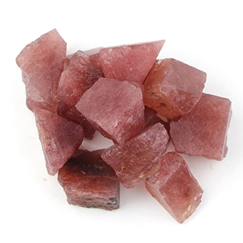 LIJUCAI 100 g Bulk Lots Roher rauer Kristallquarz Natürlicher Stein Amethyst Citrin Fluorit Mineralexemplar Gartendekoration, Erdbeerkristall von LIJUCAI