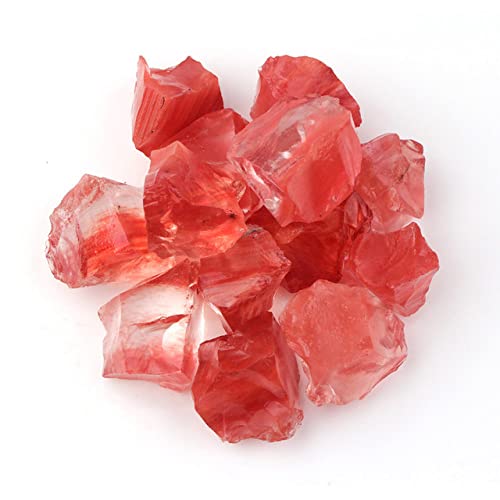 LIJUCAI 100 g Bulk Lots Roher rauer Kristallquarz Natürlicher Stein Amethyst Citrin Fluorit Mineralexemplar Gartendekoration, Wassermelonenrot von LIJUCAI