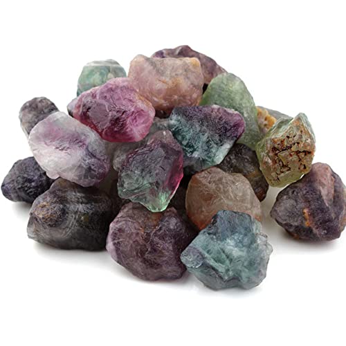 LIJUCAI 100 g Bulk Lots roher rauer Kristallquarz Naturstein Amethyst Citrin Fluorit Mineralexemplar Gartendekoration, Regenbogenfluorit von lightclub