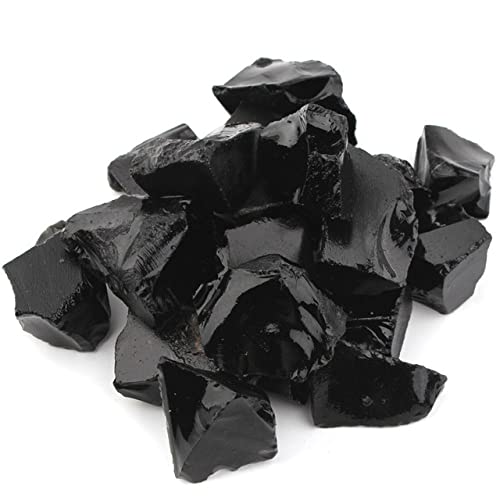 LIJUCAI 100 g Bulk Lots roher rauer Kristallquarz natürlicher Stein Amethyst Citrin Fluorit Mineralexemplar Gartendekoration, Obsidian von LIJUCAI