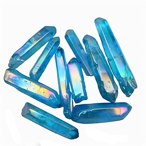 LIJUCAI 100 g Naturkristall Titan Quarzsäule Angel Blue Aura Quarz Punkt Obelisk Zauberstab, 100 g von LIJUCAI