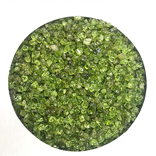 LIJUCAI 100g 2-4mm Naturstein Peridoquarz Olivin Grüner Kristall Mineral Probe Steinsplitter Kies Grobe Rohedelstein Dekoration,100g 2,4mm,China von lightclub