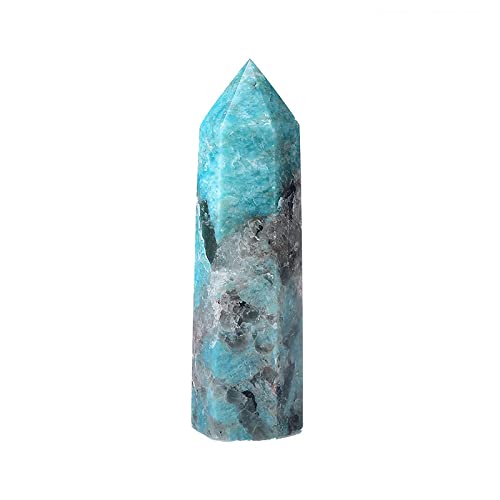 LIJUCAI 1PC Natürlicher und Rauchquarz Symbiotischer Kristallpunkt Stein Obelisk Zauberstab Ornament für Wohnkultur Energiestein, Symbiotischer Kristall, 50,60 mm von LIJUCAI